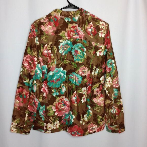 Alfred Dunner Lined Floral Jacket Cardigan Blazer Earth Tones Microfiber sz: 10 - Picture 2 of 6